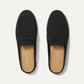 The Penny Loafer Mule in Black shown from the top.