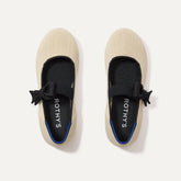 The Kids Tux Bow Mary Jane in Ivory shown from the top.
