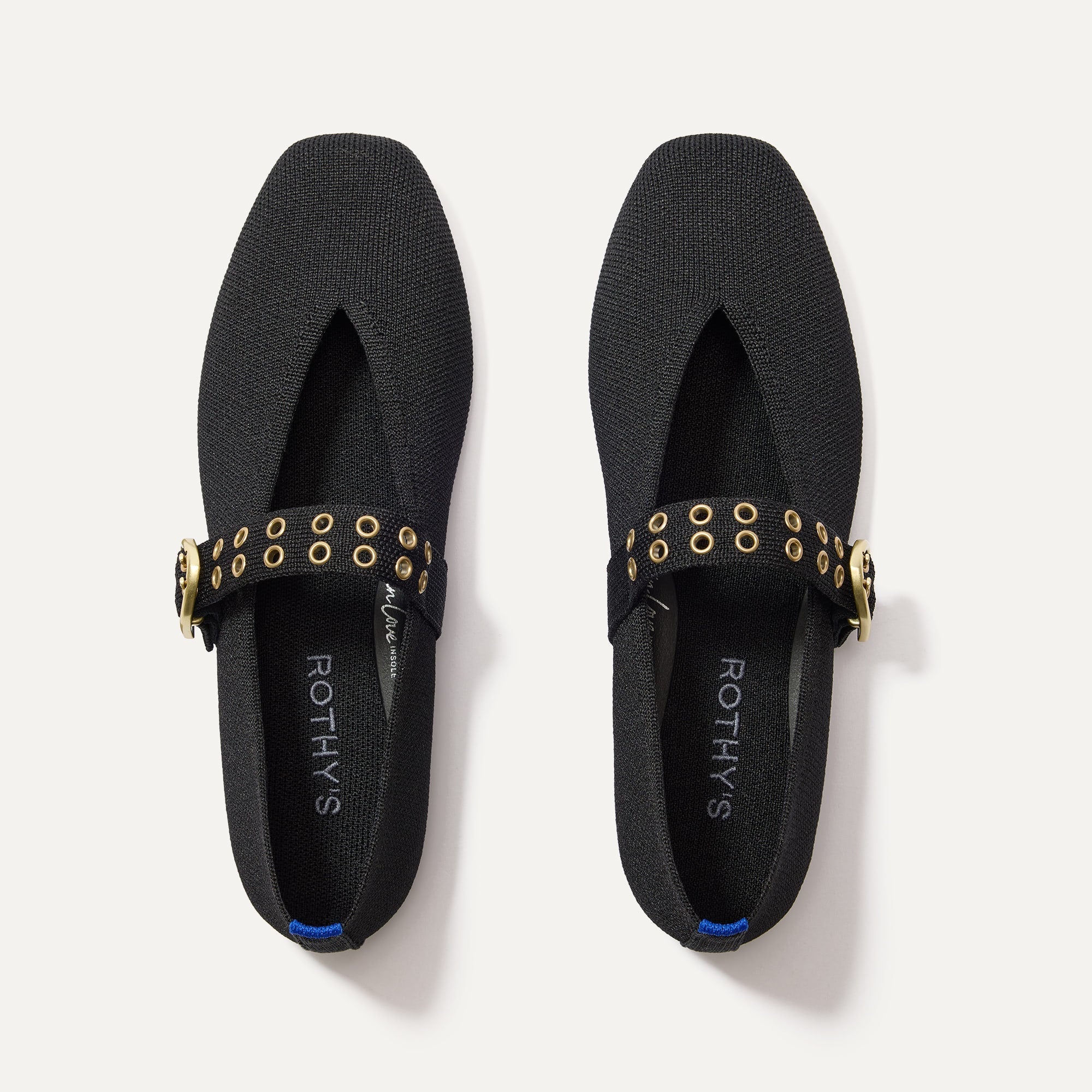 The Max Buckle Mary Jane in Black shown from the top.