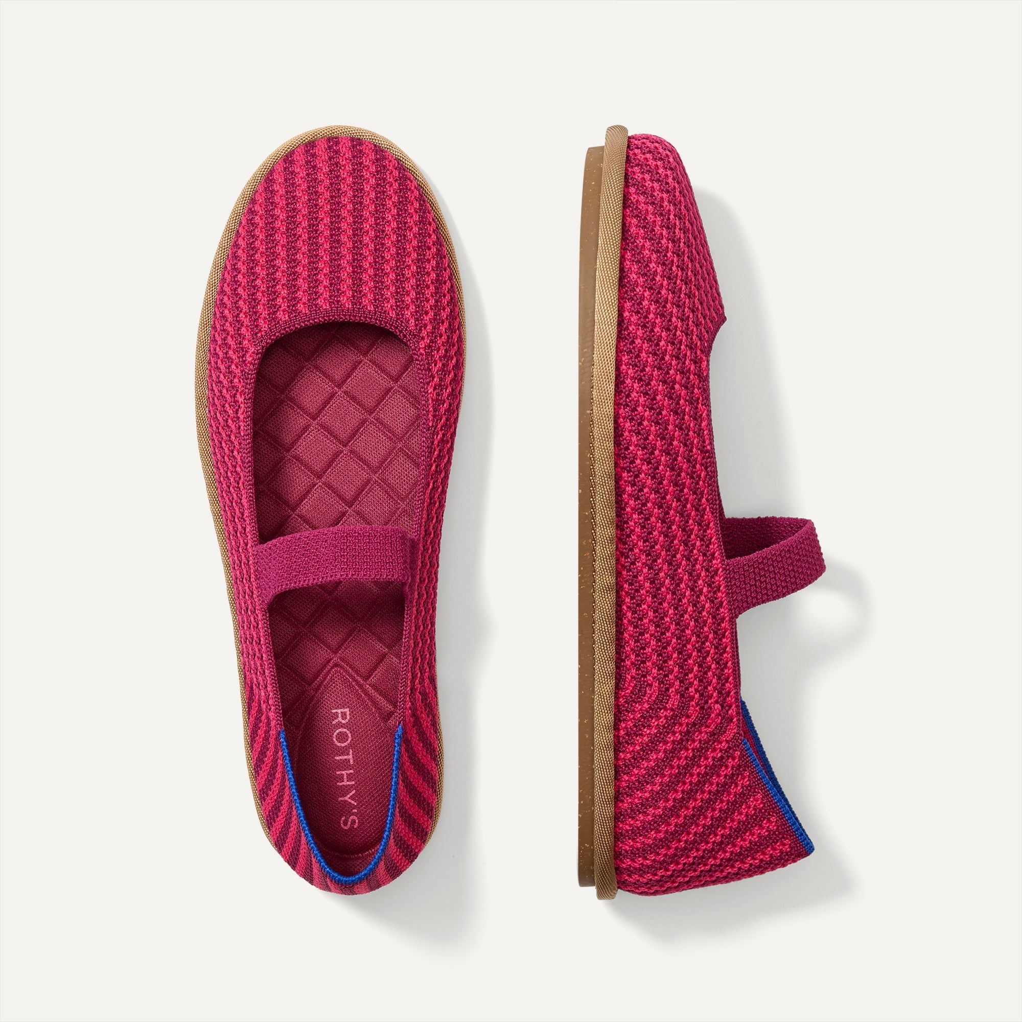 The Cruiser Mary Jane in Raspberry Stripe shown from the top. 