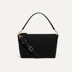 PLP | The Daily Crossbody in Revelvet™ Black  shown from the front.