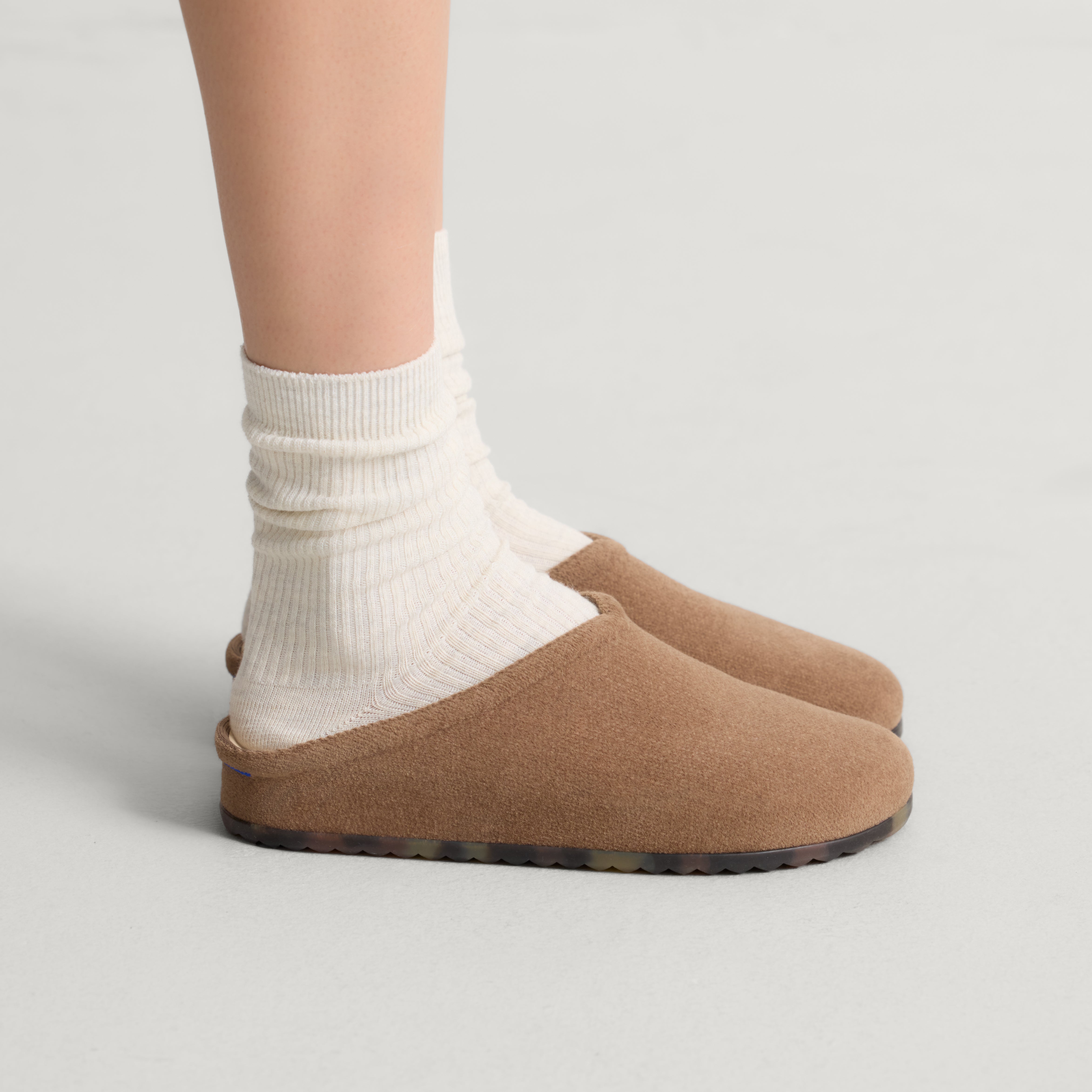 hover | Model wearing The Casual Clog in ReVelvet Portobello.