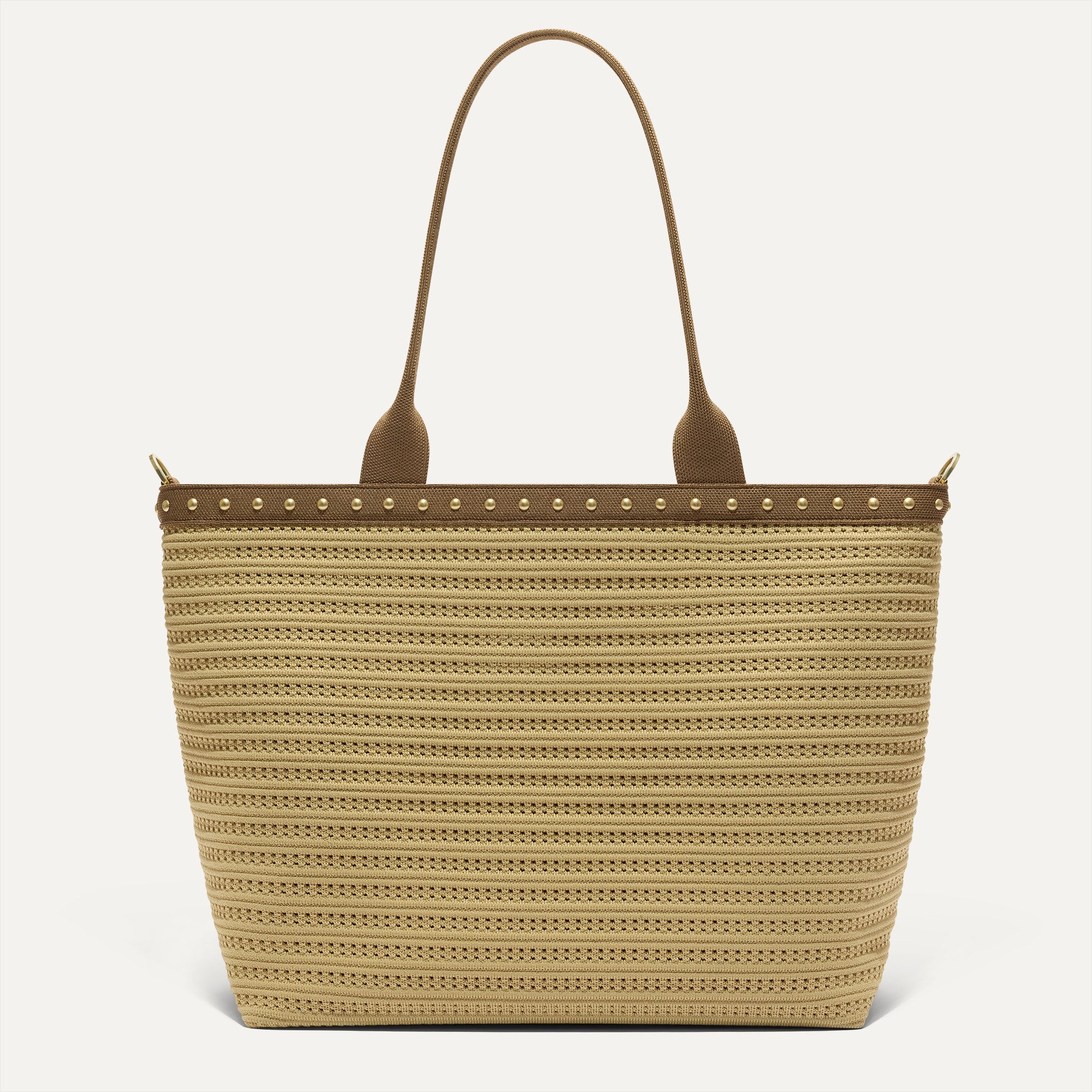 PDP |The Lightweight Zip Tote in Brown Butter Crochet shown from the front.