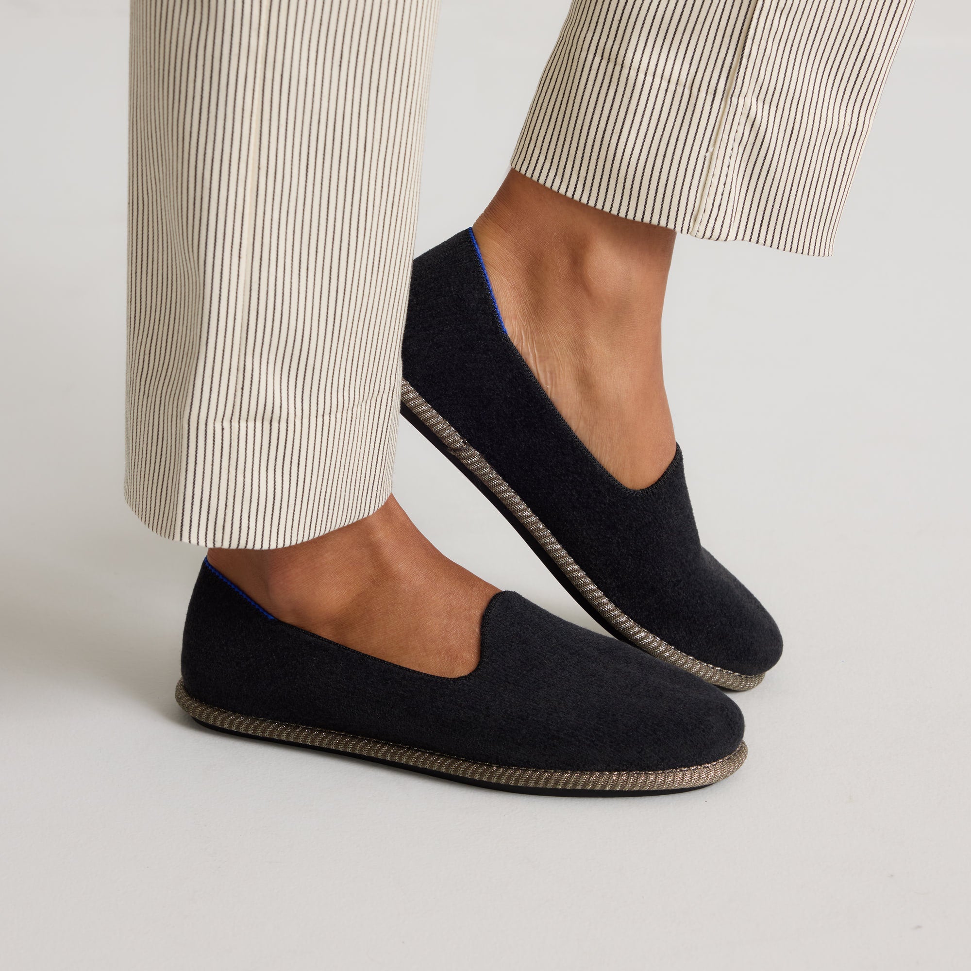 hover | Model wearing The Cruiser Loafer in ReVelvet Black.