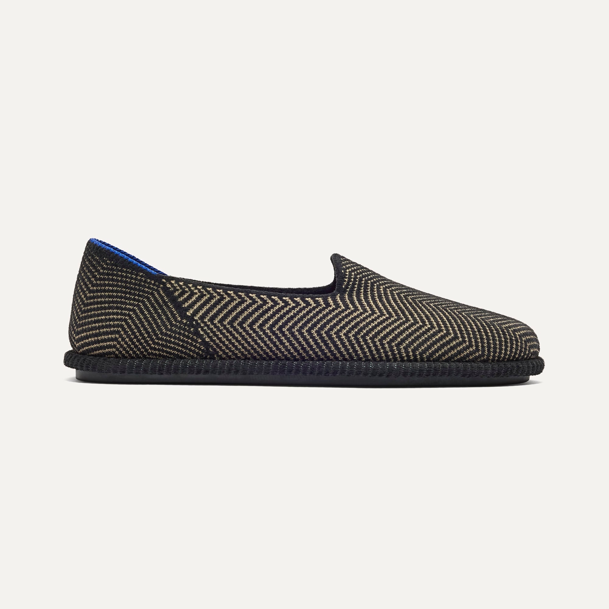 side | The Cruiser Loafer in ReVelvet Jet Herringbone shown from the side.