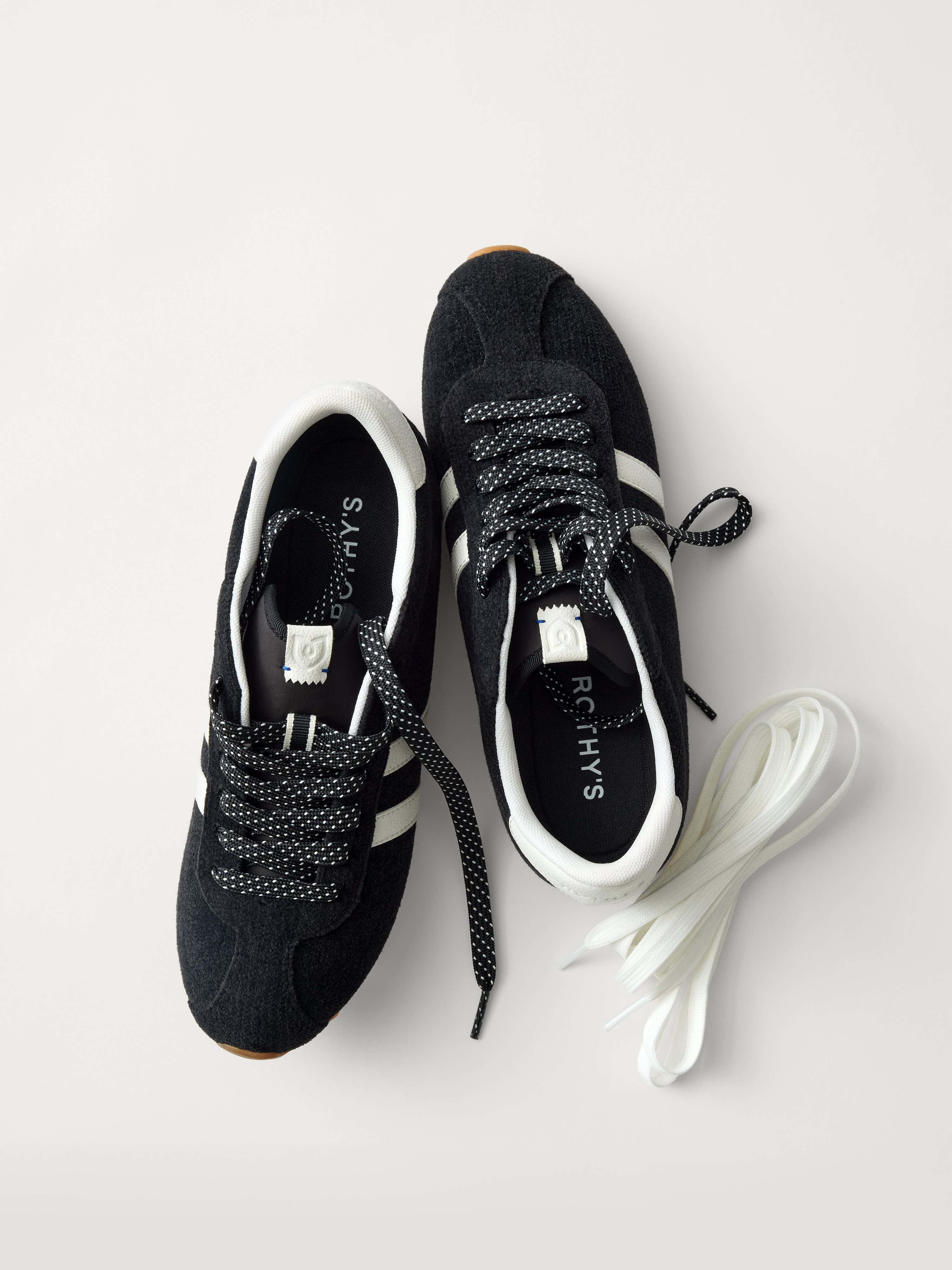 PLP |The Ivy Sneaker in ReVelvet Black shown from the top. 