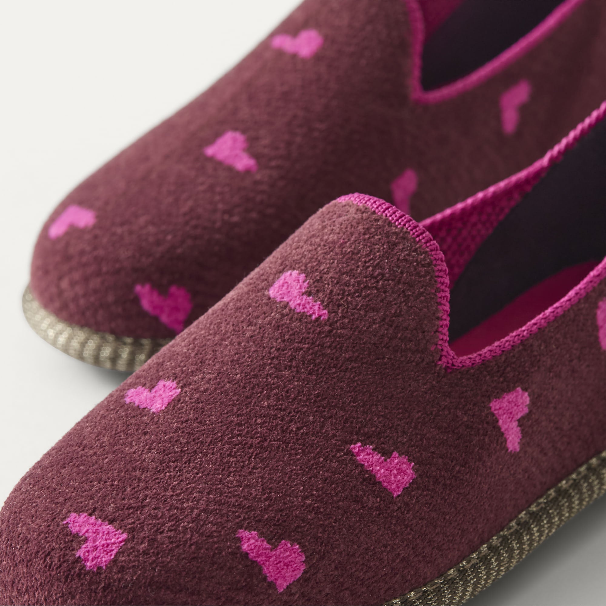 The Mini Loafer in ReVelvet™ Heartbeat view with detailing of the front of the shoe.